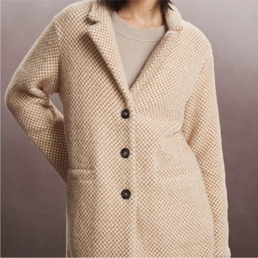 Anthropologie x Sanctuary Cream Checkered Coat